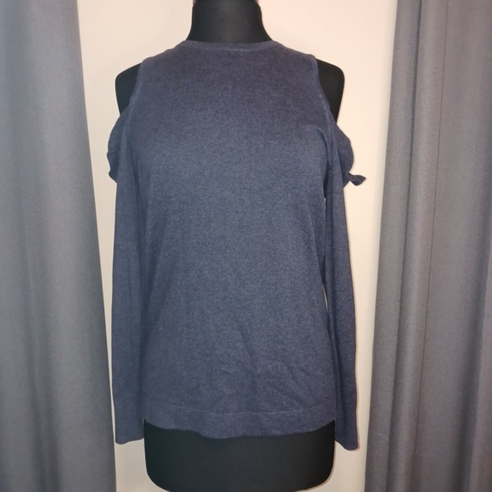 LOFT NWT Cold Shoulder Sweater Knit Long‎ Sleeve Navy Blue Size M